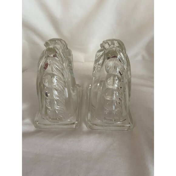 Vintage clear horse head bookends Mid Century modern sculptures - Picture 2 of 5